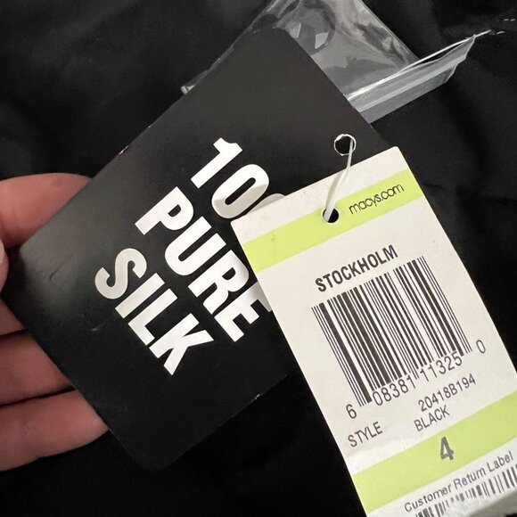 Alfani Black Sheer Overlay 100% Silk Dress  NWT‎ Size 4 - Picture 6 of 10